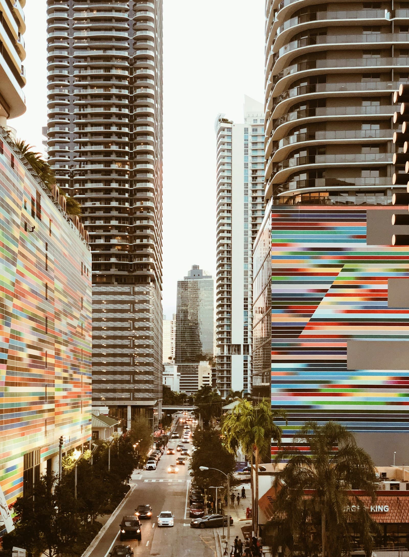 High-rise towers and palm-lined street in Brickell Miami